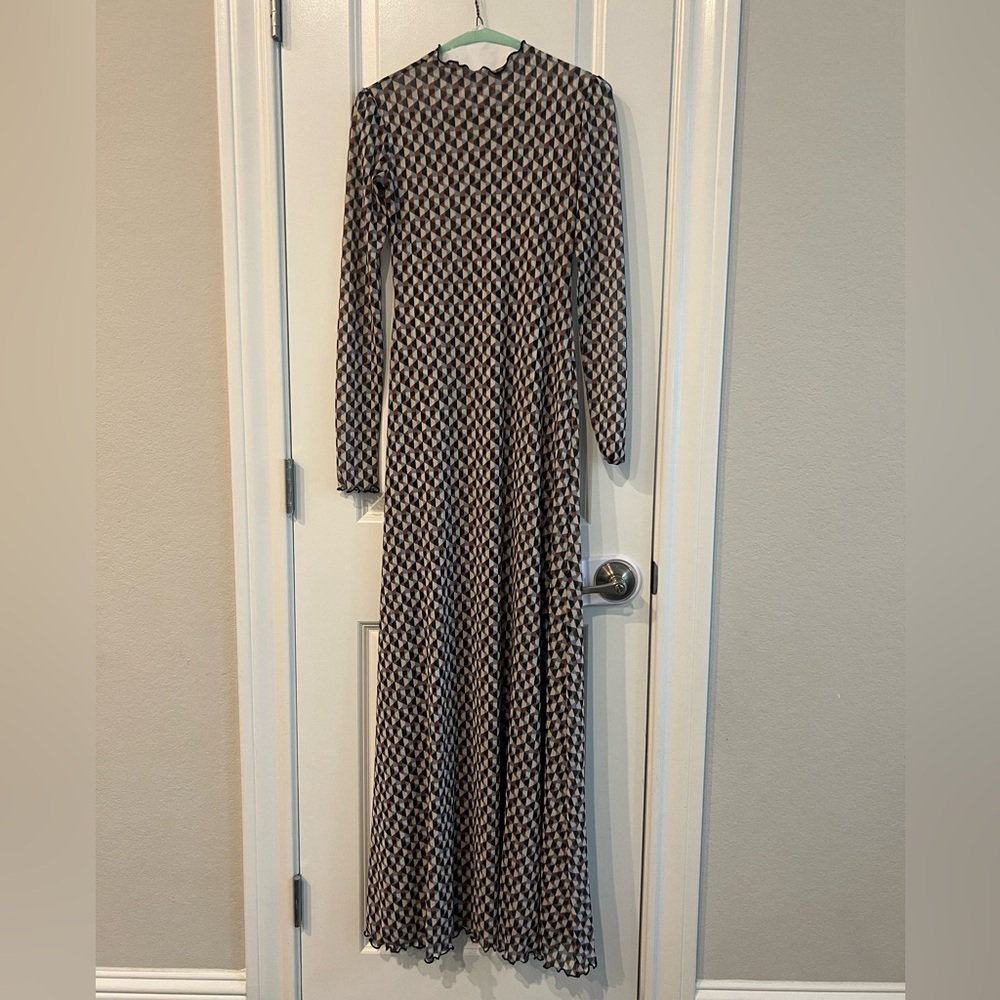 RESA Lyon Dress Long Sleeve Geo-Print Maxi Dress - XS